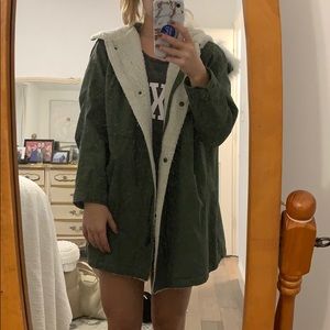 American Threads green and furry coat